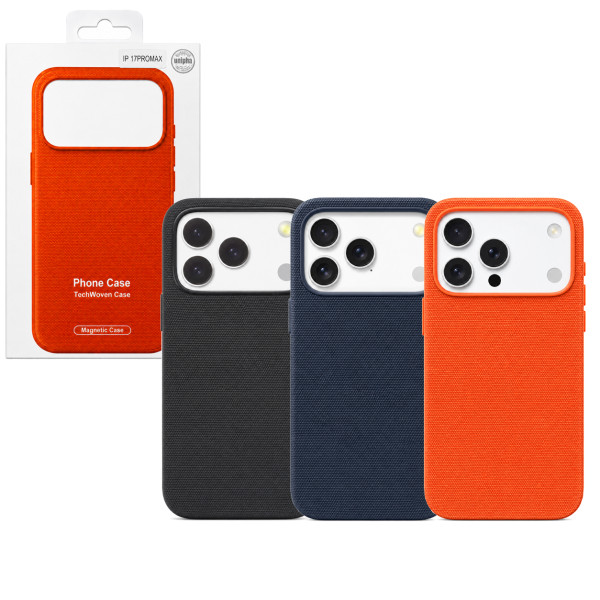 Funda magnética para iPhone 17 Pro, acabado tejido, compatible con MagSafe, protección antigolpes y tacto premium