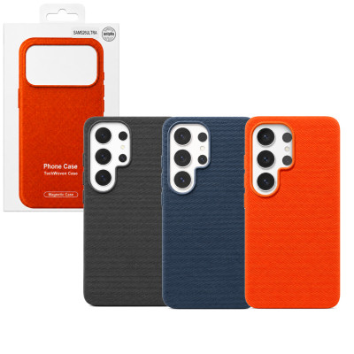 Funda magnética para Samsung Galaxy S26 Ultra, acabado tejido, compatible con MagSafe, protección antigolpes y tacto premium