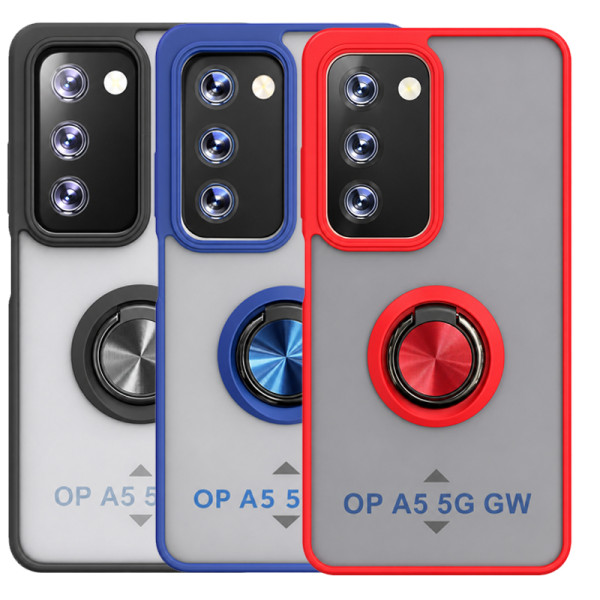 Funda Mate Translúcido Soporte Anillo iman 360 Grados para Oppo A5 4G / 5G