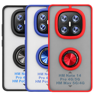 Funda Mate Translúcido Soporte Anillo iman 360 Grados para Redmi Note 14 Pro 4G