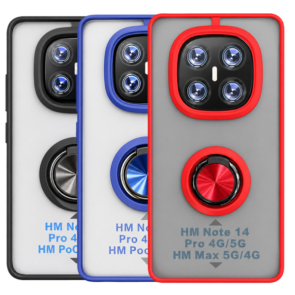 Funda Mate Translúcido Soporte Anillo iman 360 Grados para Redmi Note 14 Pro 4G
