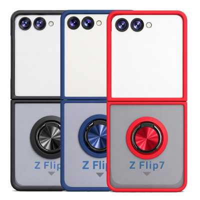 Funda Mate Translúcido Soporte Anillo iman 360 Grados para Samsung Z Flip 7