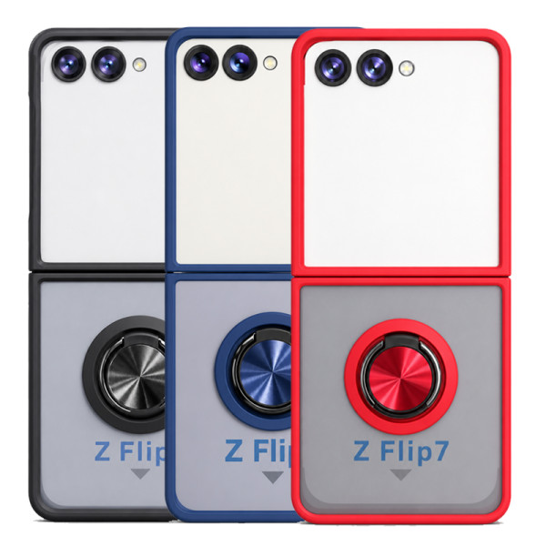 Funda Mate Translúcido Soporte Anillo iman 360 Grados para Samsung Z Flip 7