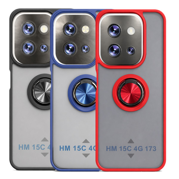 Funda Mate Translúcido Soporte Anillo iman 360 Grados para Redmi 15C