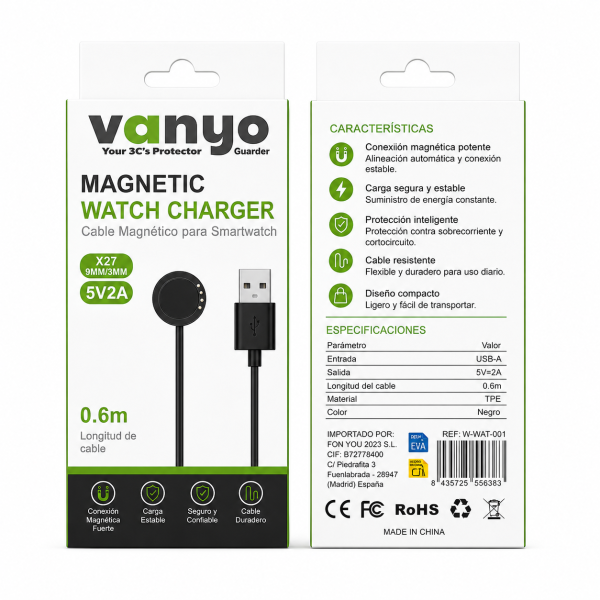 Cable de Carga Smart Watch X27 9MM / 3MM