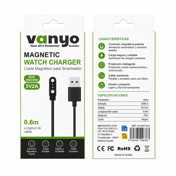 Cable de Carga Smart Watch N20 9MM / 3MM