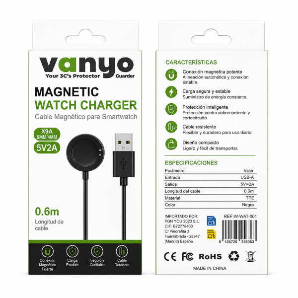 Cable de Carga Smart Watch X9A 9MM / 4MM