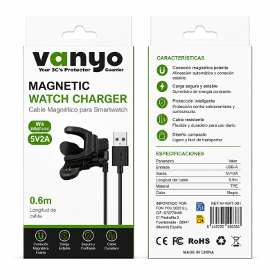 Cable de Carga Smart Watch W4 3MM (R+N-)