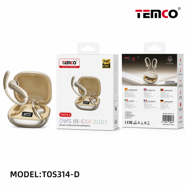 Auriculares Inalambricos TWS ANC ENC V6.0 TOS314-D Dorado