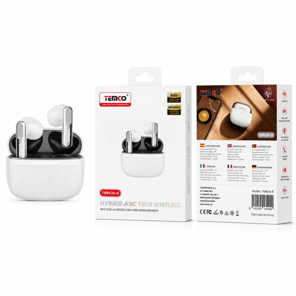 Auriculares Inalambricos ANC ENC TWS V6.0 TNR636-B Blanco
