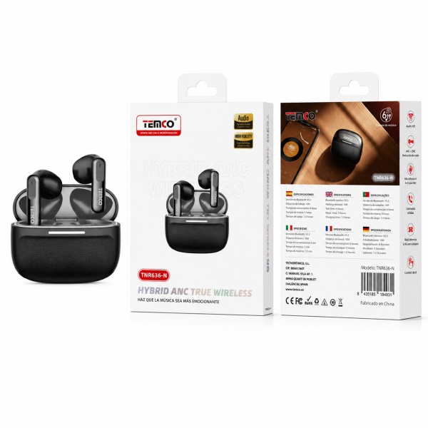 Auriculares Inalambricos ANC ENC TWS V6.0 TNR636-N Negro
