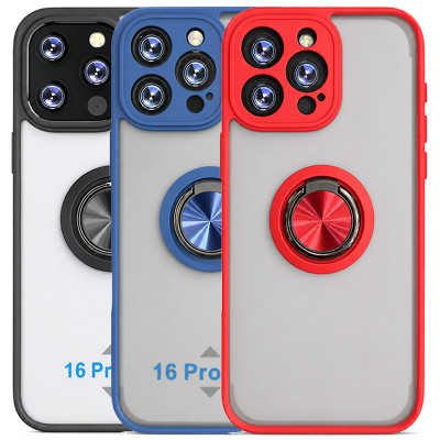 Funda Mate Translúcido Soporte Anillo iman 360 Grados para iPhone 16 Pro Max