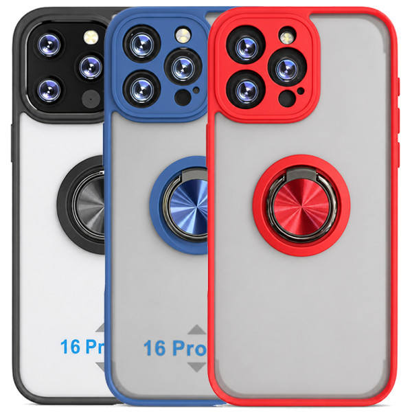 Funda Mate Translúcido Soporte Anillo iman 360 Grados para iPhone 16 Pro Max