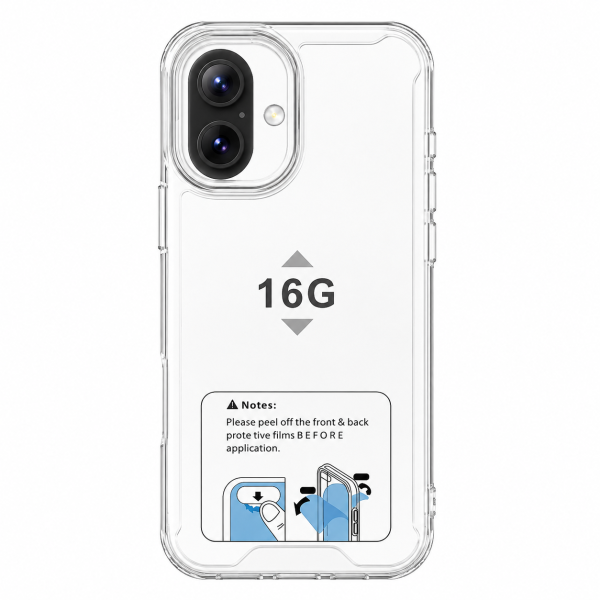 Estojo rígido transparente à prova de choque para iPhone 16
