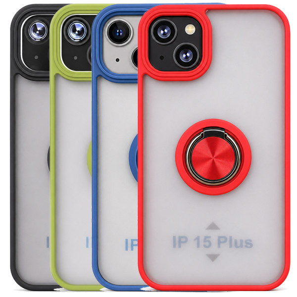 Funda Mate Translúcido Soporte Anillo iman 360 Grados para iPhone 15 Plus