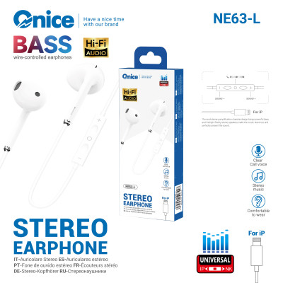 Auriculares iPhone con Microfono NE63-L Compatible con iPhone 13 14 Hi-Fi Audio ONICE