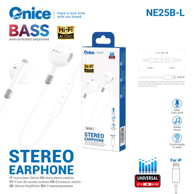 Auriculares iPhone con Microfono NE25B-L Compatible con iPhone 13 14 Hi-Fi Audio ONICE