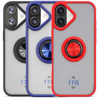 Funda Mate Translúcido Soporte Anillo iman 360 Grados para iPhone 17