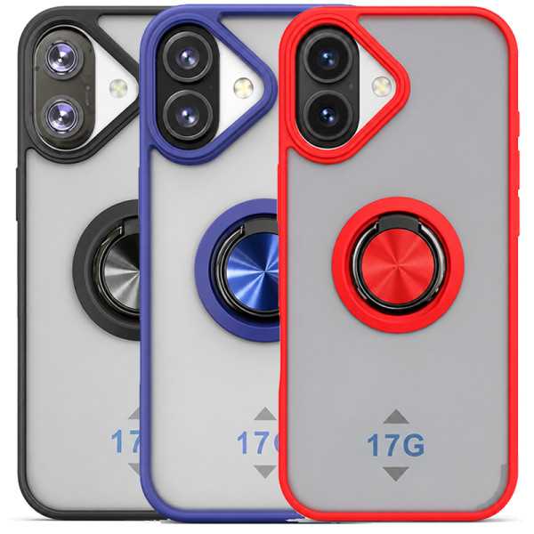 Funda Mate Translúcido Soporte Anillo iman 360 Grados para iPhone 17