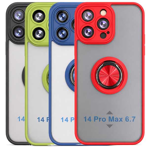 Translucent Matte Case 360 Degree Magnet Ring Support for iPhone 14 Pro Max