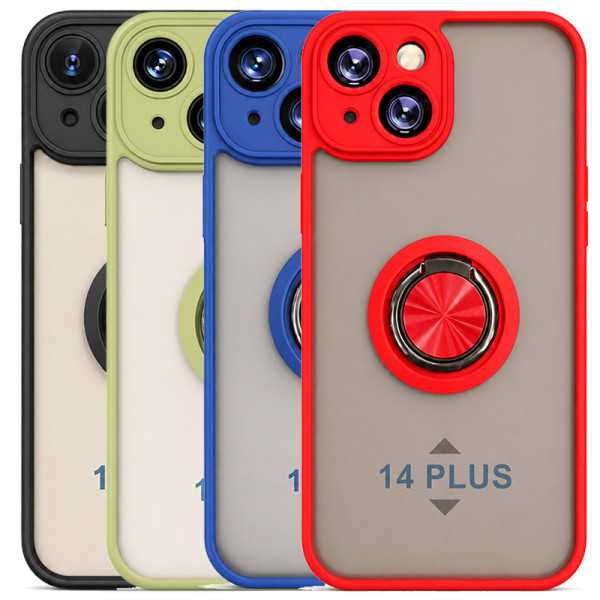Funda Mate Translúcido Soporte Anillo iman 360 Grados para iPhone 14 Plus
