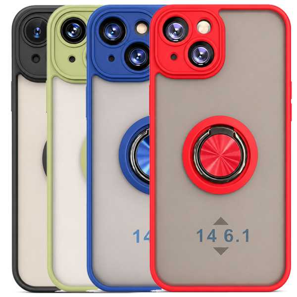 Funda Mate Translúcido Soporte Anillo iman 360 Grados para iPhone 14