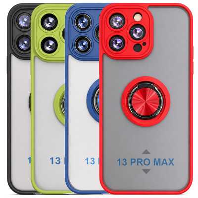 Estojo fosco translúcido suporte de anel magnético de 360 ​​graus para iPhone 13 Pro Max