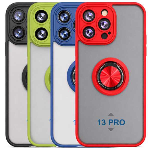 Translucent Matte Case 360 Degree Magnet Ring Support for iPhone 13 Pro
