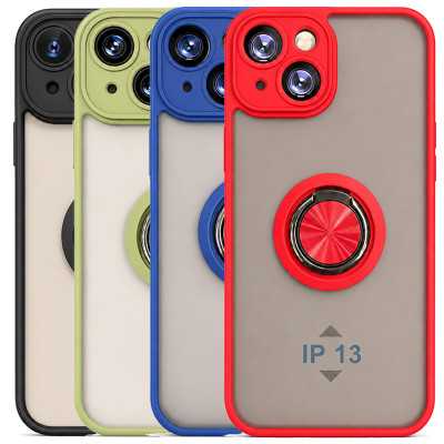 Estojo fosco translúcido suporte de anel magnético de 360 ​​graus para iPhone 13