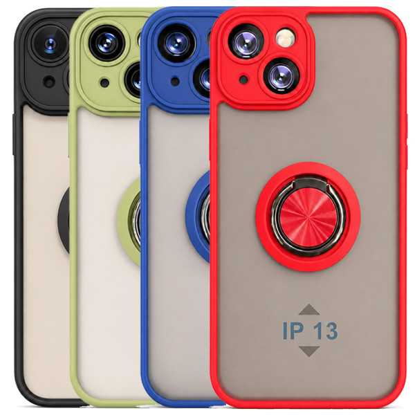 Translucent Matte Case 360 Degree Magnet Ring Support for iPhone 13