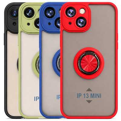 Translucent Matte Case 360 Degree Magnet Ring Support for iPhone 13 Mini
