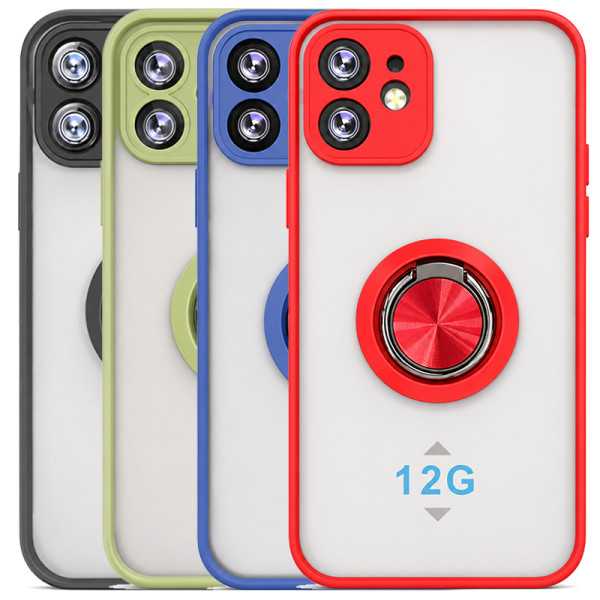 Translucent Matte Case 360 Degree Magnet Ring Support for iPhone 12