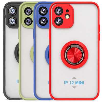 Funda Mate Translúcido Soporte Anillo iman 360 Grados para iPhone 12 Mini
