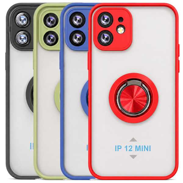 Funda Mate Translúcido Soporte Anillo iman 360 Grados para iPhone 12 Mini