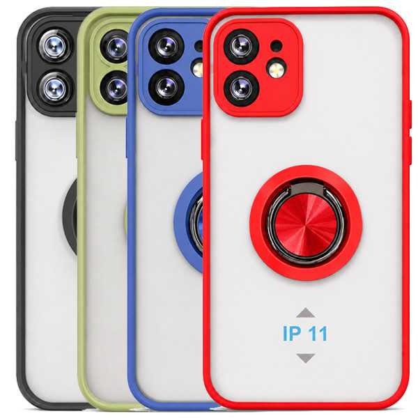 Translucent Matte Case 360 Degree Magnet Ring Support for iPhone 11