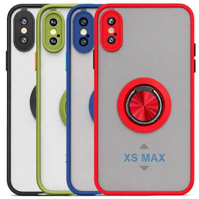 Translucent Matte Case 360 Degree Magnet Ring Support for iPhone XS Max