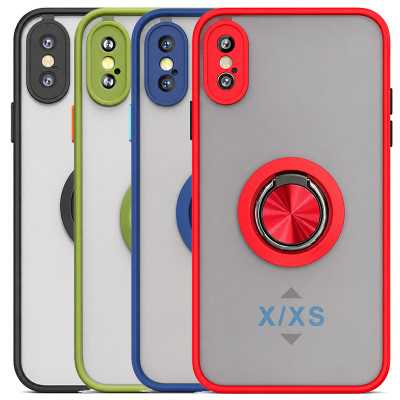 Translucent Matte Case 360 Degree Magnet Ring Support for iPhone X / XS