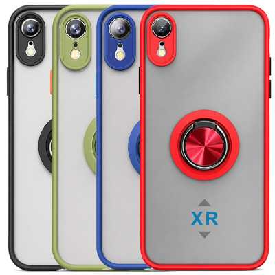 Funda Mate Translúcido Soporte Anillo iman 360 Grados para iPhone XR