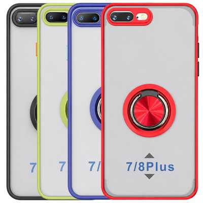 Translucent Matte Case 360 Degree Magnet Ring Support for iPhone 7 Plus / 8 Plus