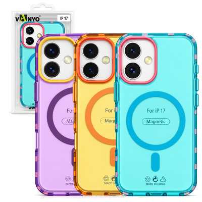 Funda Semi Transparente Con Masafer Color Makaron para iPhone 17