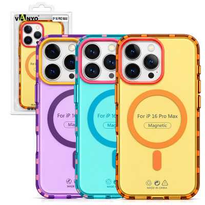 Funda Semi Transparente Con Masafer Color Makaron para iPhone 16 Pro Max