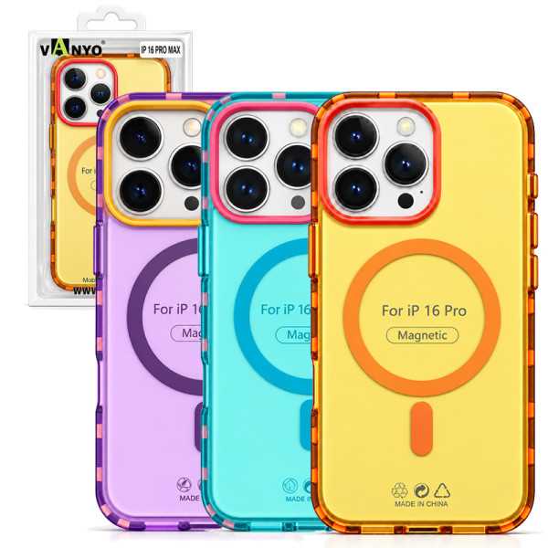 Funda Semi Transparente Con Masafer Color Makaron para iPhone 16 Pro