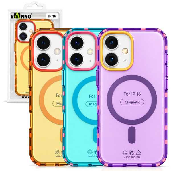 Funda Semi Transparente Con Masafer Color Makaron para iPhone 16