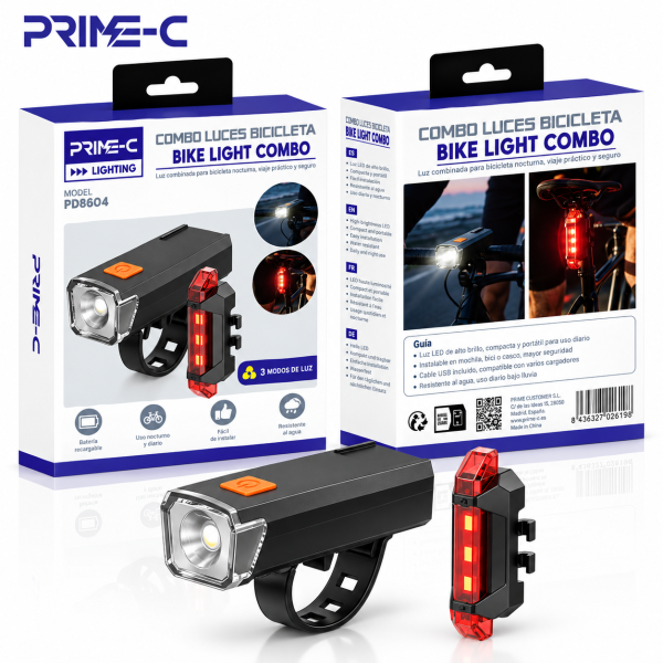 Kit Luz De Advertencia Nocturna Resistente al Agua para Bicicleta PD8604