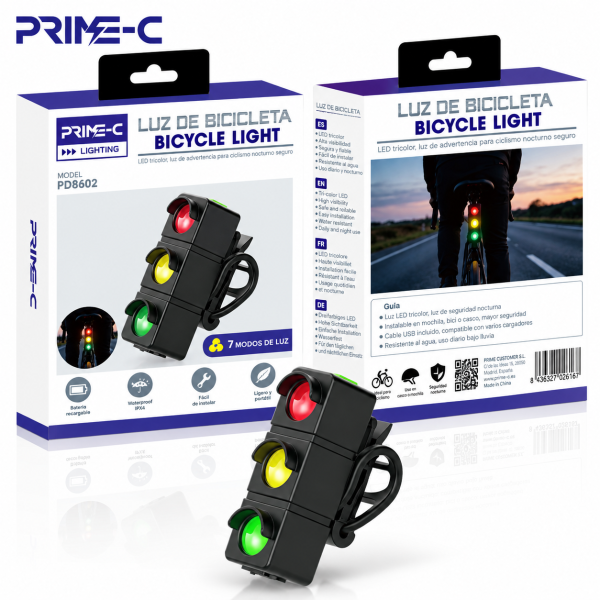 Luz De Advertencia Nocturna Resistente al Agua para Bicicleta PD8602