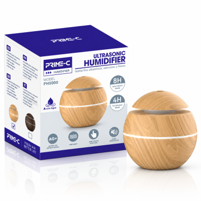 Humidificador Ultrasónico PRIME-C PH5000 Efecto Madera – Silencioso con Niebla Fina