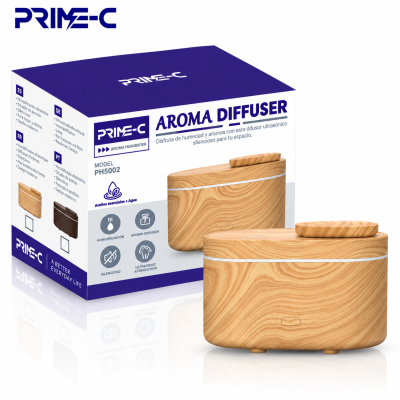 Difusor de Aroma Ultrasónico PRIME-C PH5002 con Humidificador – Efecto Madera Clara