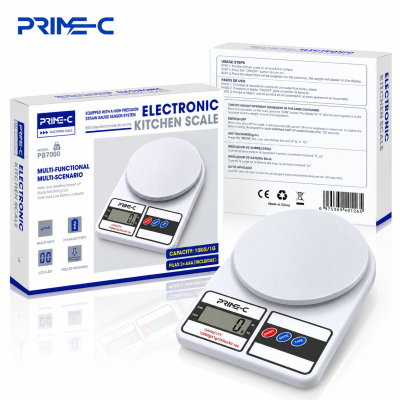 Báscula Digital de Cocina PRIME-C PB7000 – Capacidad 10 kg, Precisión 1 g