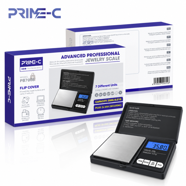 Báscula Digital de Precisión Profesional PRIME-C PB7008 – 200 g / 0,01 g