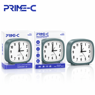 Reloj Despertador de Cuarzo PRIME-C PA5005 – Silencioso – Verde